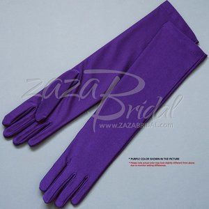 15.5″ Long 4-Way Stretch Matte Finish Satin Dress Gloves 8BL - Purple